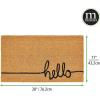 imagemDesign Rectangular Coir and Rubber Entryway Doormat with Natural Fibers for Indoor or Outdoor Use  Neutral Design  Stripe Border  Minimalistic NaturalBlackNatural Line Cursive Hello