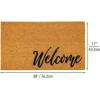 imagemDesign Rectangular Coir and Rubber Entryway Doormat with Natural Fibers for Indoor or Outdoor Use  Neutral Design  Stripe Border  Minimalistic NaturalBlackNatural Cursive Welcome