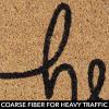 imagemDesign Rectangular Coir and Rubber Entryway Doormat with Natural Fibers for Indoor or Outdoor Use  Neutral Design  Stripe Border  Minimalistic NaturalBlackNatural Line Cursive Hello