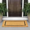 imagemDesign Rectangular Coir and Rubber Entryway Doormat with Natural Fibers for Indoor or Outdoor Use  Neutral Design  Stripe Border  Minimalistic NaturalBlackNatural Border