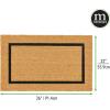 imagemDesign Rectangular Coir and Rubber Entryway Doormat with Natural Fibers for Indoor or Outdoor Use  Neutral Design  Stripe Border  Minimalistic NaturalBlackNatural Border