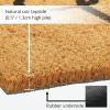 imagemDesign Rectangular Coir and Rubber Entryway Doormat with Natural Fibers for Indoor or Outdoor Use  Neutral Design  Stripe Border  Minimalistic NaturalBlackNatural Line Cursive Hello