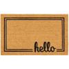 imagemDesign Rectangular Coir and Rubber Entryway Doormat with Natural Fibers for Indoor or Outdoor Use  Neutral Design  Stripe Border  Minimalistic NaturalBlackNatural Border Hello