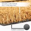 imagemDesign Rectangular Coir and Rubber Entryway Doormat with Natural Fibers for Indoor or Outdoor Use  Neutral Design  Stripe Border  Minimalistic NaturalBlackNatural Line Cursive Hello