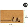 imagemDesign Rectangular Coir and Rubber Entryway Doormat with Natural Fibers for Indoor or Outdoor Use  Neutral Design  Stripe Border  Minimalistic NaturalBlackNatural Line Cursive Hello