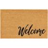 imagemDesign Rectangular Coir and Rubber Entryway Doormat with Natural Fibers for Indoor or Outdoor Use  Neutral Design  Stripe Border  Minimalistic NaturalBlackNatural Cursive Welcome