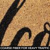 imagemDesign Rectangular Coir and Rubber Entryway Doormat with Natural Fibers for Indoor or Outdoor Use  Neutral Design  Stripe Border  Minimalistic NaturalBlackNatural Cursive Welcome