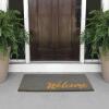 imagemDesign Rectangular Coir and Rubber Entryway Welcome Doormat with Natural Fibers for Indoor or Outdoor Use  Decorative Tree Design  Minimalistic Design  BlackWhiteGrey Cursive Welcome