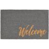 imagemDesign Rectangular Coir and Rubber Entryway Welcome Doormat with Natural Fibers for Indoor or Outdoor Use  Decorative Tree Design  Minimalistic Design  BlackWhiteGrey Cursive Welcome