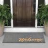 imagemDesign Rectangular Coir and Rubber Entryway Welcome Doormat with Natural Fibers for Indoor or Outdoor Use  Decorative Tree Design  Minimalistic Design  BlackWhiteGrey Cursive Welcome