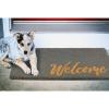 imagemDesign Rectangular Coir and Rubber Entryway Welcome Doormat with Natural Fibers for Indoor or Outdoor Use  Decorative Tree Design  Minimalistic Design  BlackWhiteGrey Cursive Welcome