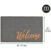 imagemDesign Rectangular Coir and Rubber Entryway Welcome Doormat with Natural Fibers for Indoor or Outdoor Use  Decorative Tree Design  Minimalistic Design  BlackWhiteGrey Cursive Welcome