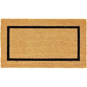 imagemDesign Rectangular Coir and Rubber Entryway Doormat with Natural Fibers for Indoor or Outdoor Use  Neutral Design  Stripe Border  Minimalistic NaturalBlackNatural Border