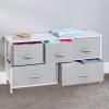 imagemDesign 2165quot High Steel FrameWood Top Storage Dresser Furniture Unit with 5 Removable Fabric Drawers  Wide Bureau Organizer for Bedroom Living Room Closet  Jane Collection CreamWhiteGray