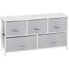 imagemDesign 2165quot High Steel FrameWood Top Storage Dresser Furniture Unit with 5 Removable Fabric Drawers  Wide Bureau Organizer for Bedroom Living Room Closet  Jane Collection CreamWhiteGray