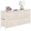 imagemDesign 2165quot High Steel FrameWood Top Storage Dresser Furniture Unit with 5 Removable Fabric Drawers  Wide Bureau Organizer for Bedroom Living Room Closet  Jane Collection CreamWhiteCreamWhite