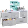imagemDesign 2165quot High Steel FrameWood Top Storage Dresser Furniture Unit with 5 Removable Fabric Drawers  Wide Bureau Organizer for Bedroom Living Room Closet  Jane Collection CreamWhiteGray
