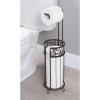 imagemDesign Freestanding Toilet Paper Holder  The Ideal Toilet Roll Dispenser  Bathroom Paper Holder with Space for 3 Spare Rolls  Matte SilverBronze