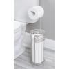 imagemDesign Freestanding Toilet Paper Holder  The Ideal Toilet Roll Dispenser  Bathroom Paper Holder with Space for 3 Spare Rolls  Matte SilverSatin