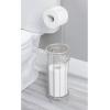 imagemDesign Freestanding Toilet Paper Holder  The Ideal Toilet Roll Dispenser  Bathroom Paper Holder with Space for 3 Spare Rolls  Matte SilverSatin