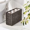 imagemDesign Rustic Farmhouse Woven Seagrass Toilet Paper Holder Basket  Large Storage Organizer Tank Topper for Bathroom Counter or Top of Toilet  Holds 6 Rolls of Toilet Paper  Black WashBlack Wash
