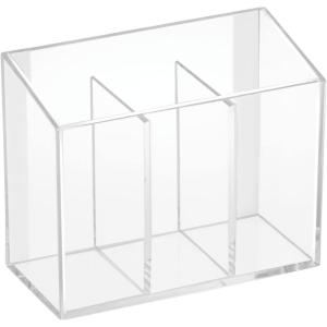 imagemDesign AFFIXX PeelandStick Adhesive Vanity Cosmetic Organizer for Hair Care Jewelry Bath QTip Holder Makeup  3 Compartment Clear