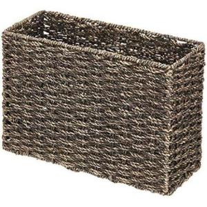 imagemDesign Rustic Farmhouse Woven Seagrass Toilet Paper Holder Basket  Large Storage Organizer Tank Topper for Bathroom Counter or Top of Toilet  Holds 6 Rolls of Toilet Paper  Black WashBlack Wash