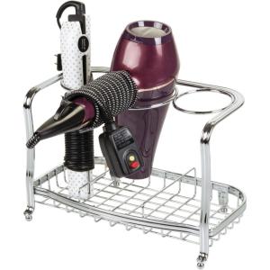 imagemDesign Steel Bathroom Countertop Hair Tool Storage Organizer Accessory Basket Tray Vanity Table Holder for Hair Dryer Straightener Curling Iron Styling Products Hyde Collection  ChromeChrome