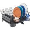 imagemDesign Alloy Steel Sink Dish Drying Rack Holder wPlastic Swivel Spout Drainboard Tray  Dish RackDish Drainer Storage Organizer for Kitchen Counter  Holds Plates Concerto Collection SilverBlackMatte BlackSlate
