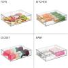 imagemDesign Plastic Stackable Bathroom Storage Organizer Bin Containers with Front Pull Drawer for Bathroom Countertop Vanity Closet Shelves  Holder for Beauty Accessories  Lumiere Collection  Clear12 x 16 x 4 Pack of 1