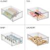 imagemDesign Plastic Stackable Bathroom Storage Organizer Bin Containers with Front Pull Drawer for Bathroom Countertop Vanity Closet Shelves  Holder for Beauty Accessories  Lumiere Collection  Clear8 x 12 x 4 Pack of 1