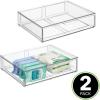 imagemDesign Plastic Stackable Bathroom Storage Organizer Bin Containers with Front Pull Drawer for Bathroom Countertop Vanity Closet Shelves  Holder for Beauty Accessories  Lumiere Collection  Clear12 x 16 x 4 Pack of 2