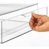 imagemDesign Plastic Stackable Bathroom Storage Organizer Bin Containers with Front Pull Drawer for Bathroom Countertop Vanity Closet Shelves  Holder for Beauty Accessories  Lumiere Collection  Clear12 x 16 x 4 Pack of 2