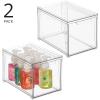 imagemDesign Plastic Stackable Bathroom Storage Organizer Bin Containers with Front Pull Drawer for Bathroom Countertop Vanity Closet Shelves  Holder for Beauty Accessories  Lumiere Collection  Clear8 x 12 x 8 Pack of 2