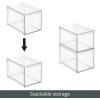 imagemDesign Plastic Stackable Bathroom Storage Organizer Bin Containers with Front Pull Drawer for Bathroom Countertop Vanity Closet Shelves  Holder for Beauty Accessories  Lumiere Collection  Clear8 x 12 x 8 Pack of 2