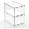imagemDesign Plastic Stackable Bathroom Storage Organizer Bin Containers with Front Pull Drawer for Bathroom Countertop Vanity Closet Shelves  Holder for Beauty Accessories  Lumiere Collection  Clear8 x 12 x 6 Pack of 2