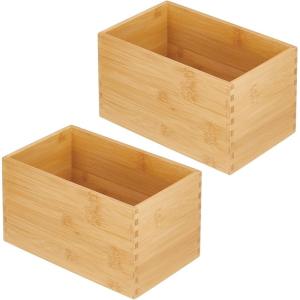 imagemDesign Bamboo Storage Bin Container Drawer Organizer Crate Boxes for Kitchen Pantry Cabinet Shelf Island or Countertop Holds Snacks Spices or Drinks Echo Collection 4 Pack NaturalTan65 x 105 x 6 Pack of 2