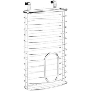 imagemDesign Steel Hanging Cabinet Storage Organizer Holder for Kitchen Pantry  Holds Plastic Sandwich Garbage Grocery and Trash Bags Wrap Foil Pack  Spira Collection  ChromeChrome