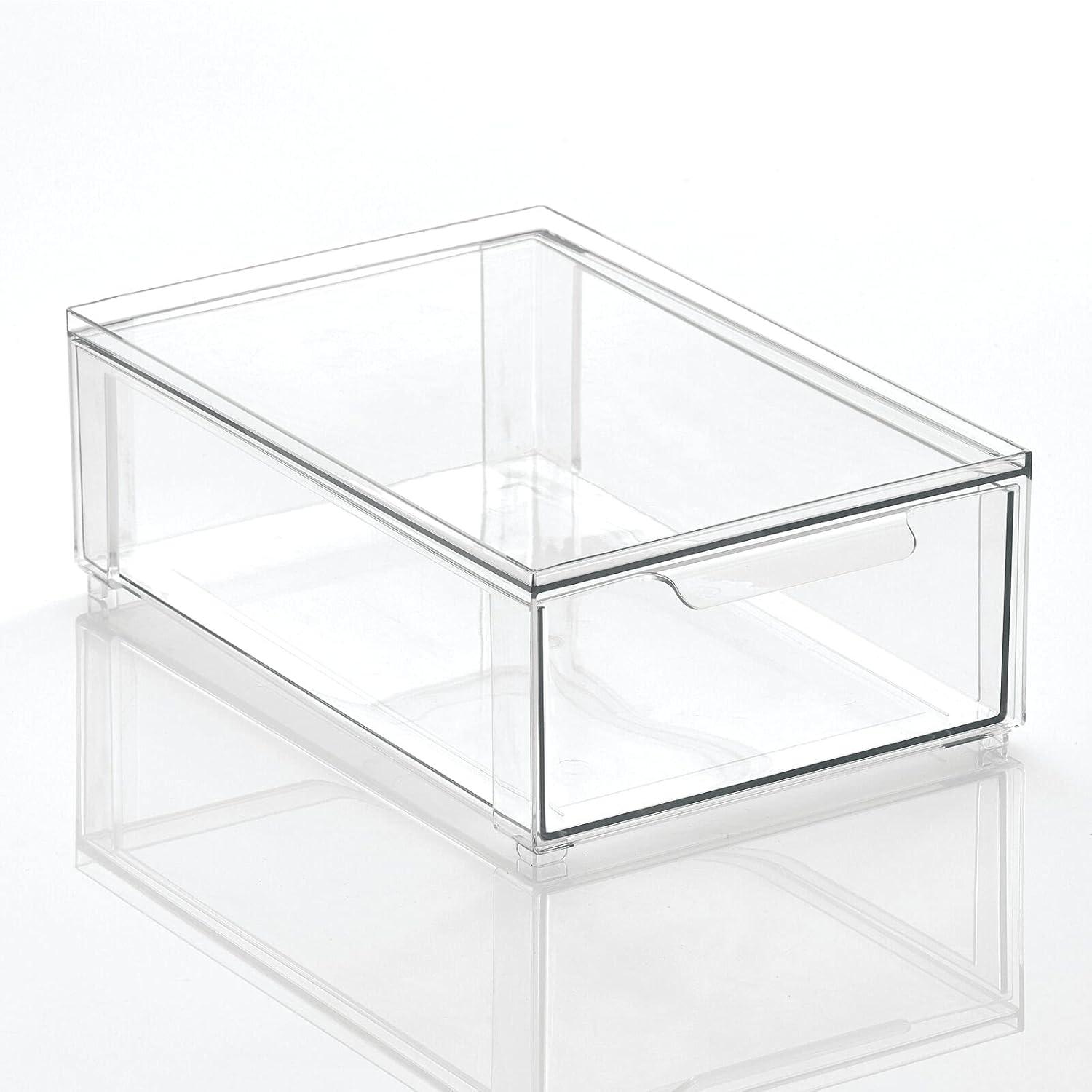 imagemDesign Plastic Pantry Organization and Storage Bin wPull Out Drawer  Stackable Kitchen Supplies Storage Container for Organizing Cabinet Fridge Freezer  Lumiere Collection  4 Pack Clear12 x 8 x 4 Pack of 1