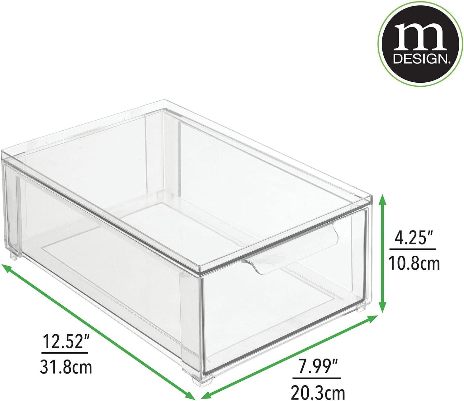 imagemDesign Plastic Pantry Organization and Storage Bin wPull Out Drawer  Stackable Kitchen Supplies Storage Container for Organizing Cabinet Fridge Freezer  Lumiere Collection  4 Pack Clear12 x 8 x 4 Pack of 1