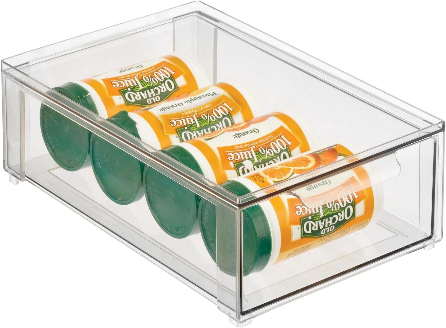 imagemDesign Plastic Pantry Organization and Storage Bin wPull Out Drawer  Stackable Kitchen Supplies Storage Container for Organizing Cabinet Fridge Freezer  Lumiere Collection  4 Pack Clear12 x 8 x 4 Pack of 2