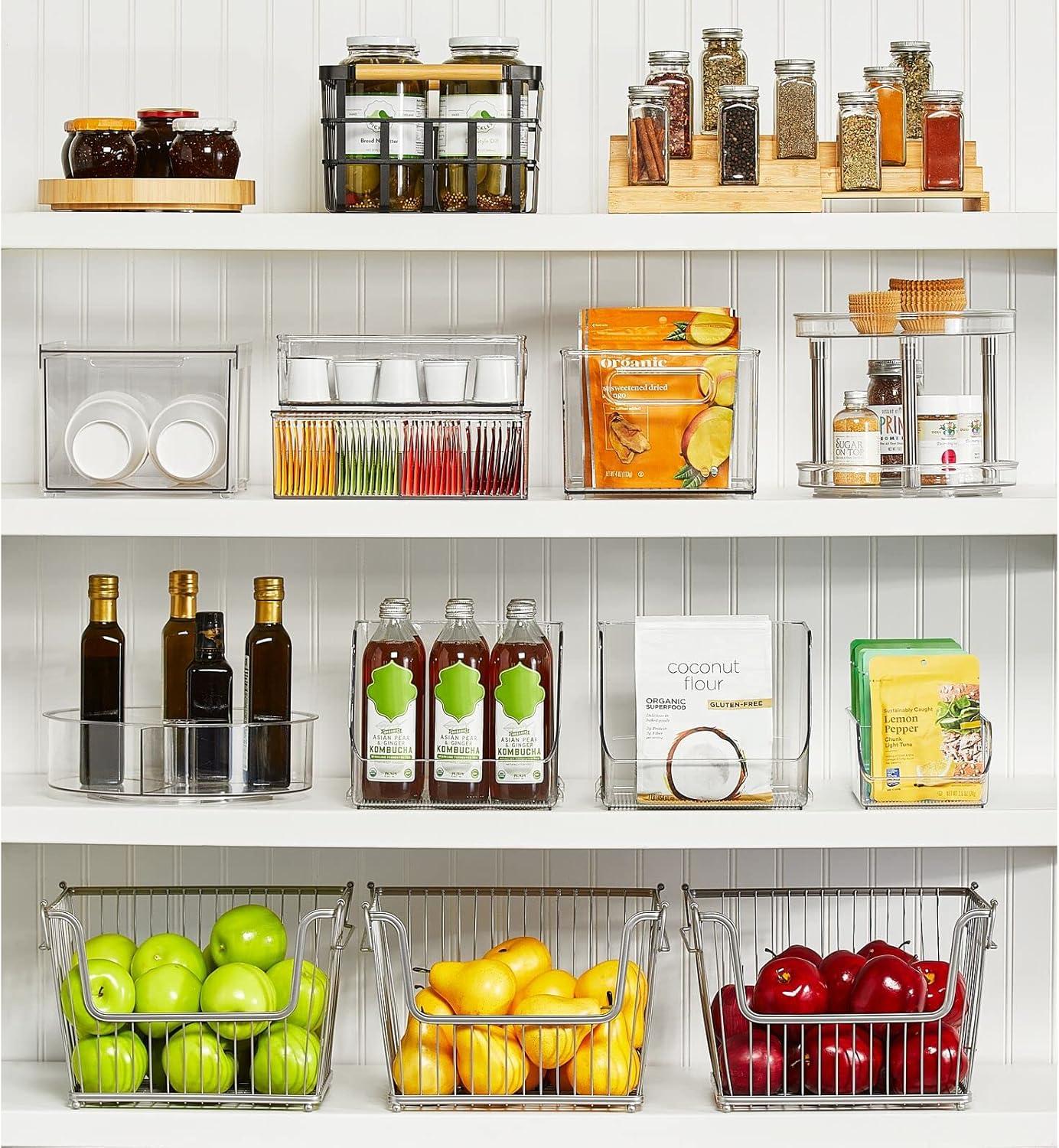 imagemDesign Plastic Pantry Organization and Storage Bin wPull Out Drawer  Stackable Kitchen Supplies Storage Container for Organizing Cabinet Fridge Freezer  Lumiere Collection  4 Pack Clear12 x 8 x 6 Pack of 4