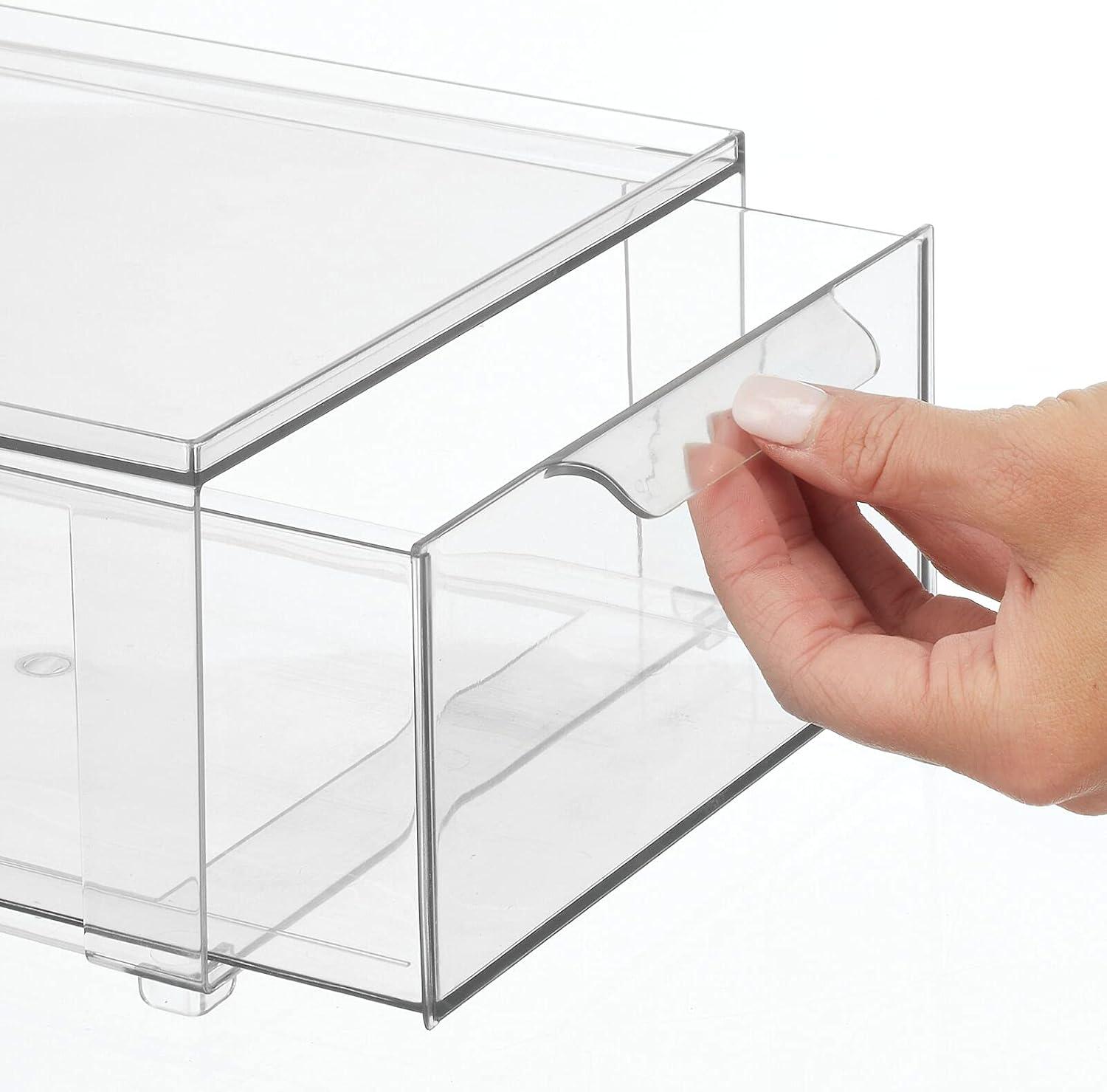 imagemDesign Plastic Pantry Organization and Storage Bin wPull Out Drawer  Stackable Kitchen Supplies Storage Container for Organizing Cabinet Fridge Freezer  Lumiere Collection  4 Pack Clear12 x 8 x 4 Pack of 1