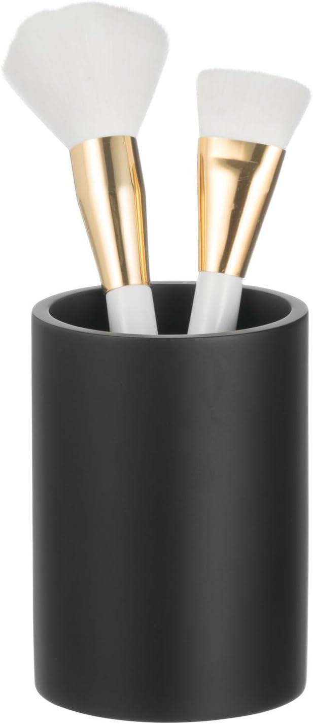 imagemDesign Printed Resin 3Piece Bathroom Vanity Countertop Accessories  Soap Dispenser Tumbler Rinsing Cup and Canister Holder Sets  Complete Modern Counter Aesthetic  Set of 3  MarbleBlack