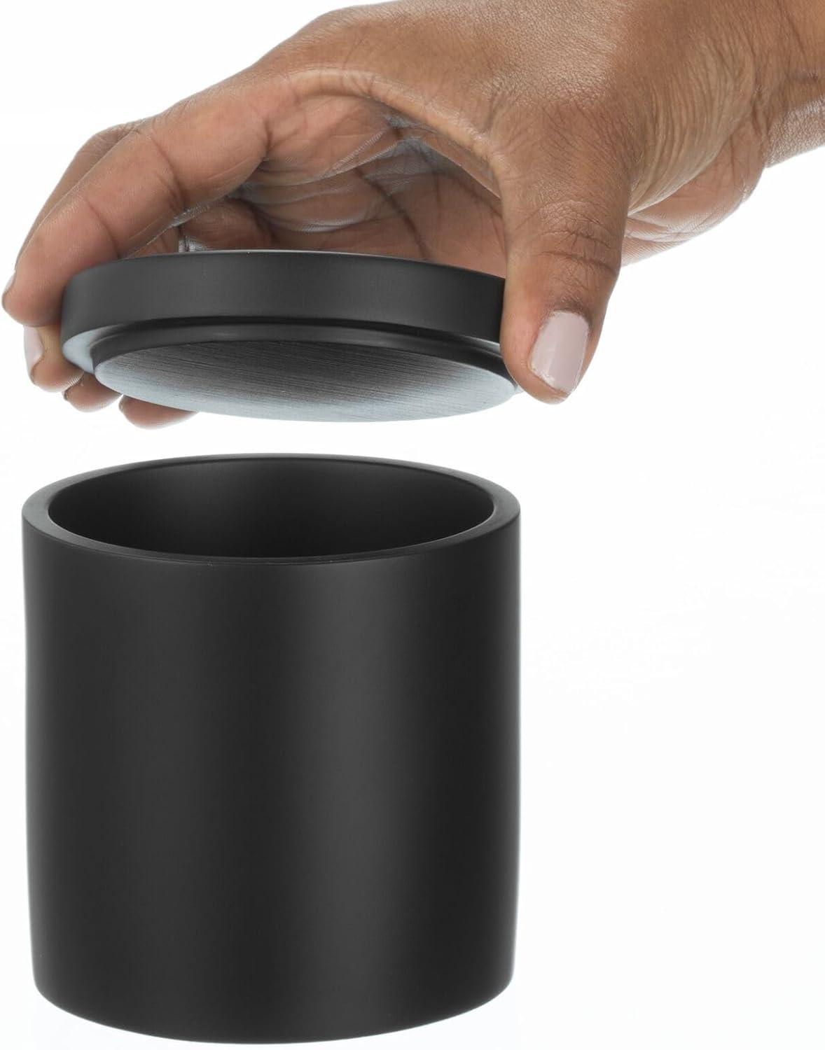 imagemDesign Printed Resin 3Piece Bathroom Vanity Countertop Accessories  Soap Dispenser Tumbler Rinsing Cup and Canister Holder Sets  Complete Modern Counter Aesthetic  Set of 3  MarbleBlack