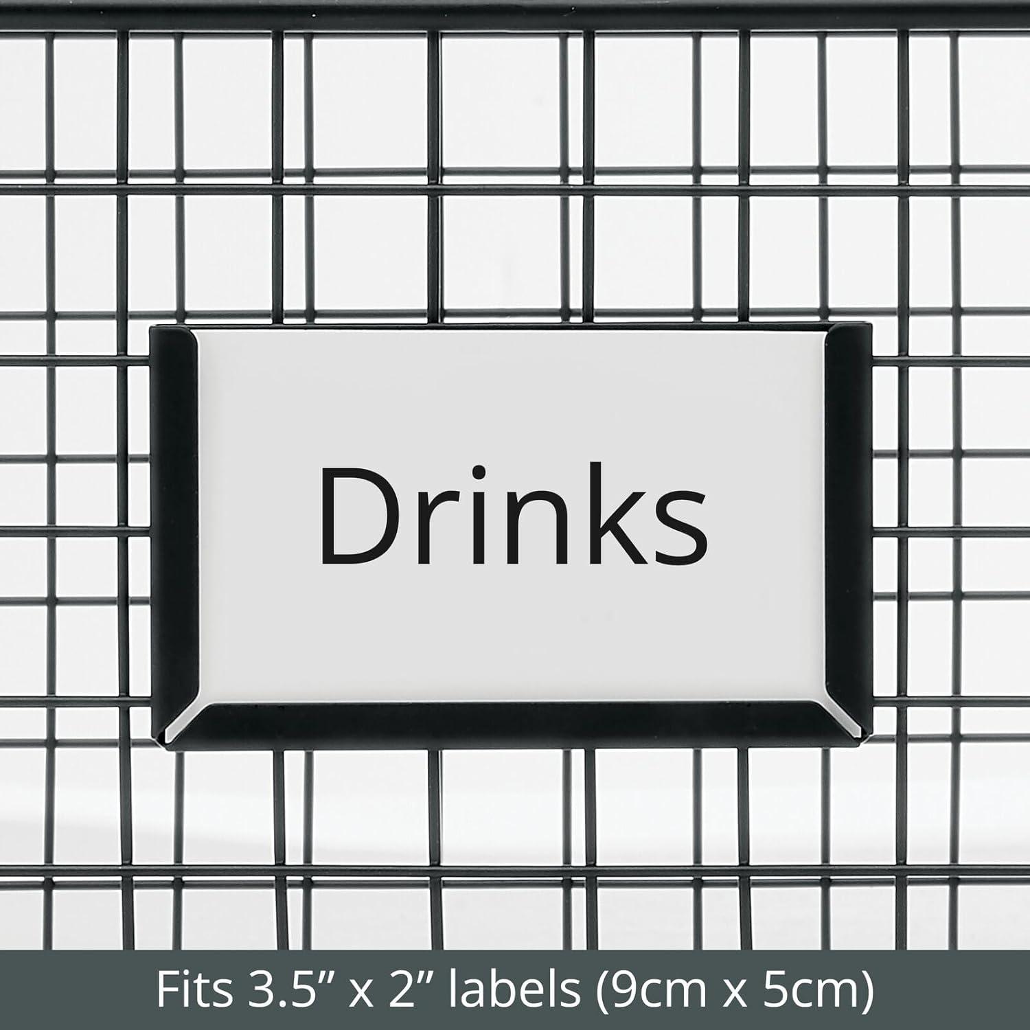 imagemDesign Square Steel Wired Storage Organizer Bin Baskets with Label Slot for Kitchen Pantry Cabinet Organizing Holder for Food Drinks Snacks Produce Omaha Collection 4 Pack Matte BlackMatte Black