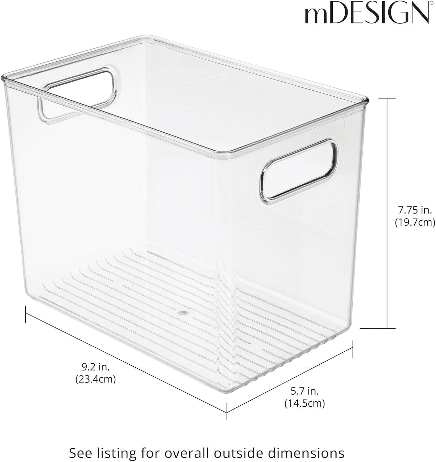 imagemDesign Tall Modern Stackable Plastic Storage Organizer Bin Basket with Handles for Bathroom Vanity Organization  Shelf Cubby Cabinet or Closet Organizing Decor  Ligne Collection  8 Pack  Clear10 x 65 x 8 Pack of 1