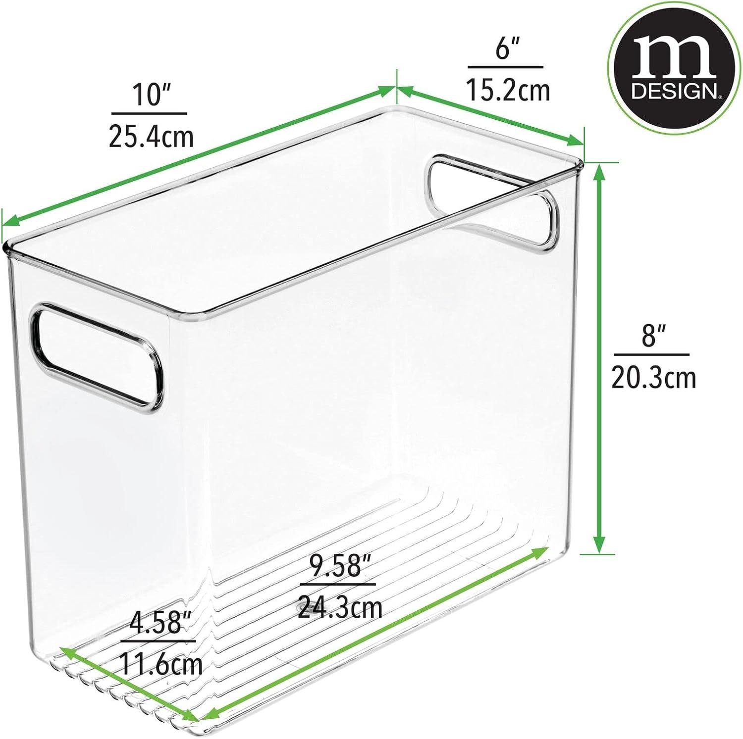 imagemDesign Tall Modern Stackable Plastic Storage Organizer Bin Basket with Handles for Bathroom Vanity Organization  Shelf Cubby Cabinet or Closet Organizing Decor  Ligne Collection  8 Pack  Clear10 x 5 x 8 Pack of 8