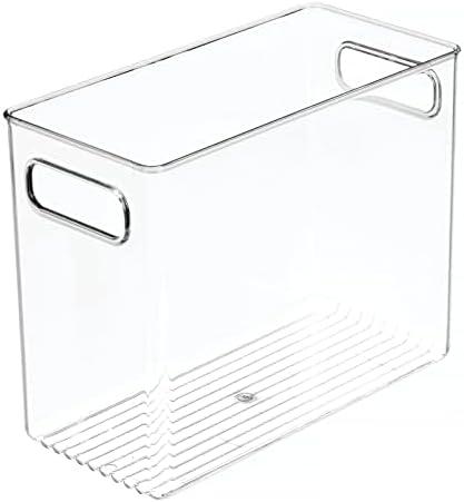 imagemDesign Tall Modern Stackable Plastic Storage Organizer Bin Basket with Handles for Bathroom Vanity Organization  Shelf Cubby Cabinet or Closet Organizing Decor  Ligne Collection  8 Pack  Clear10 x 5 x 8 Pack of 2