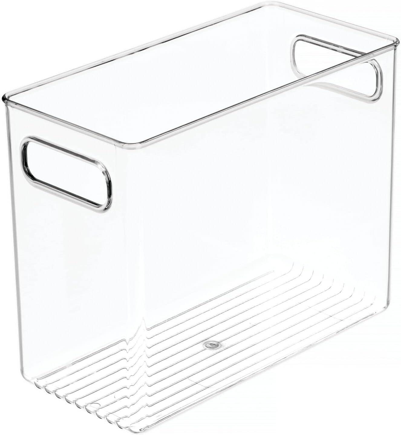 imagemDesign Tall Modern Stackable Plastic Storage Organizer Bin Basket with Handles for Bathroom Vanity Organization  Shelf Cubby Cabinet or Closet Organizing Decor  Ligne Collection  8 Pack  Clear10 x 5 x 8 Pack of 1